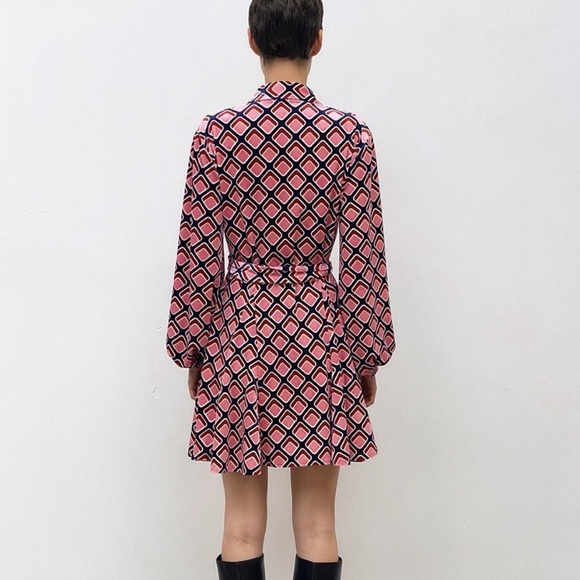 ZARA Pink Velvet Button-Down Long Sleeve Dress - Picture 2 of 12